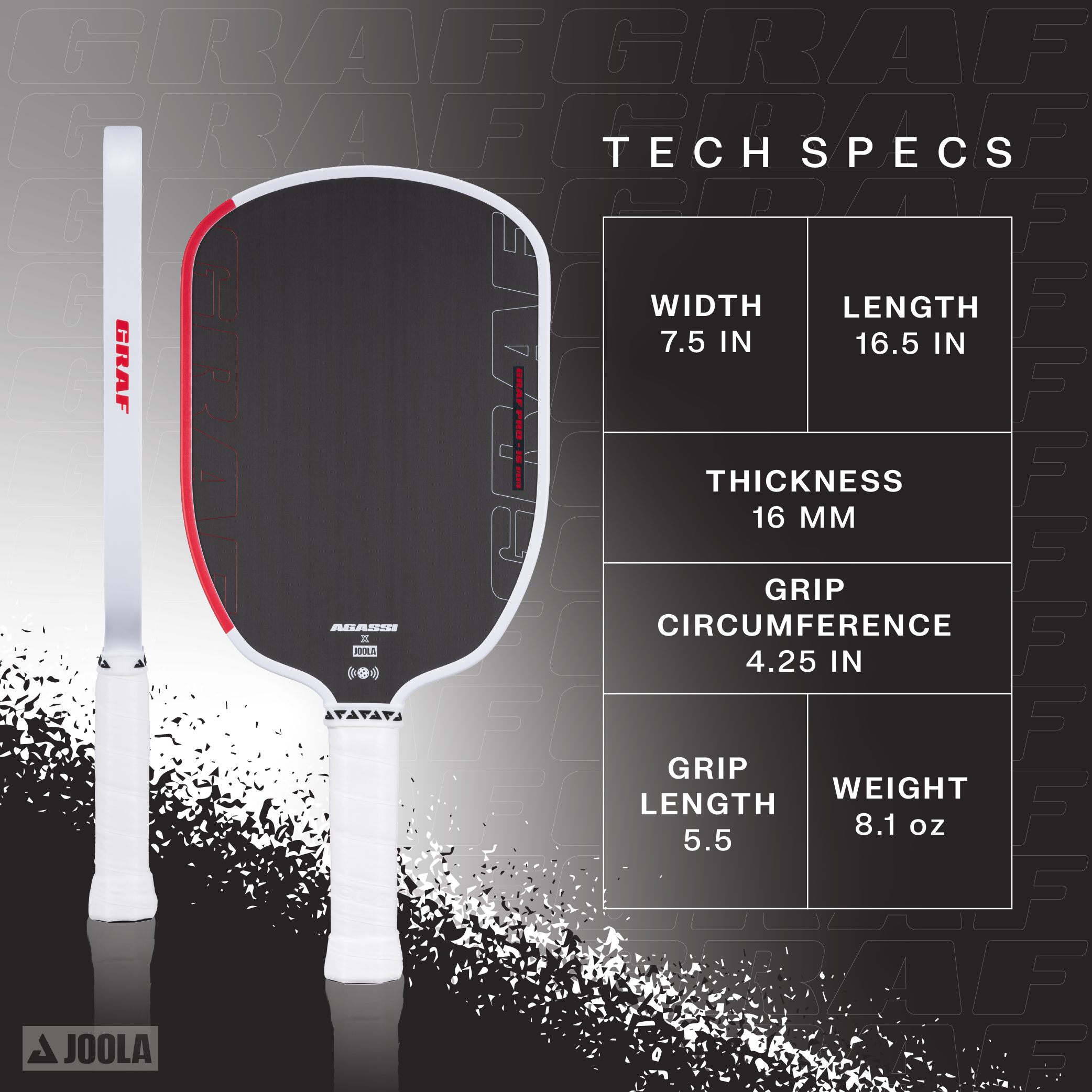 JOOLA Graf Pro 16mm Pickleball Paddle