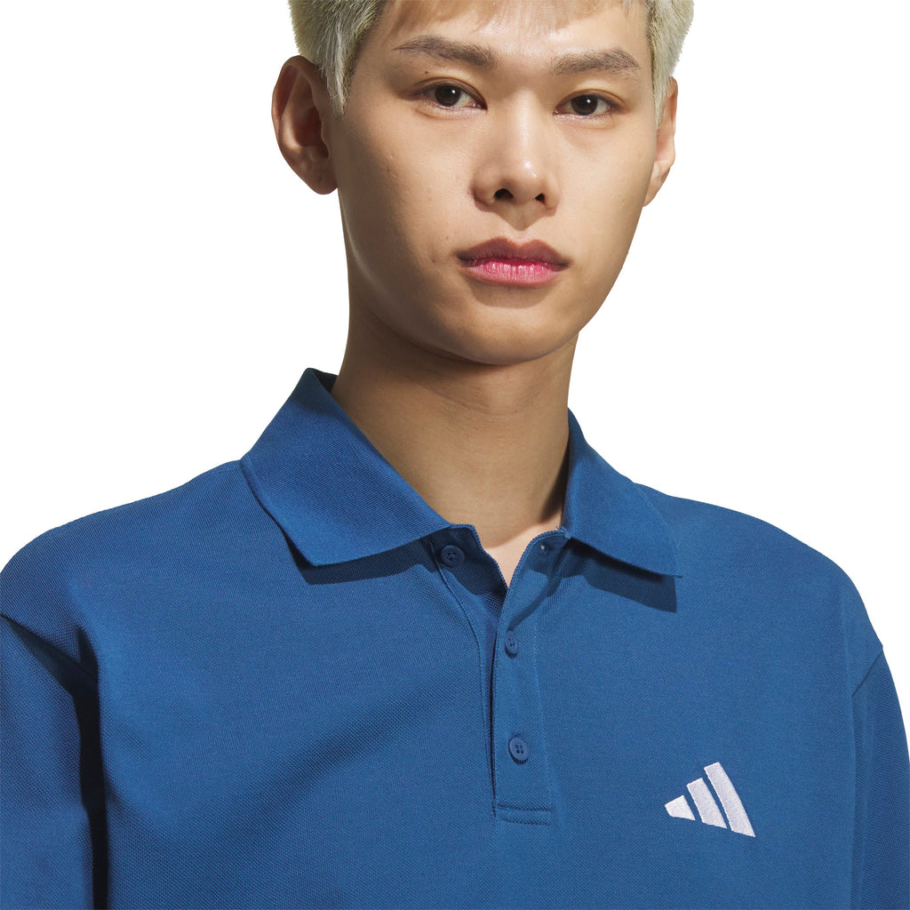 adidas Men's Essentials Plus Loose Fit Small Logo Short Sleeve Polo Shirt